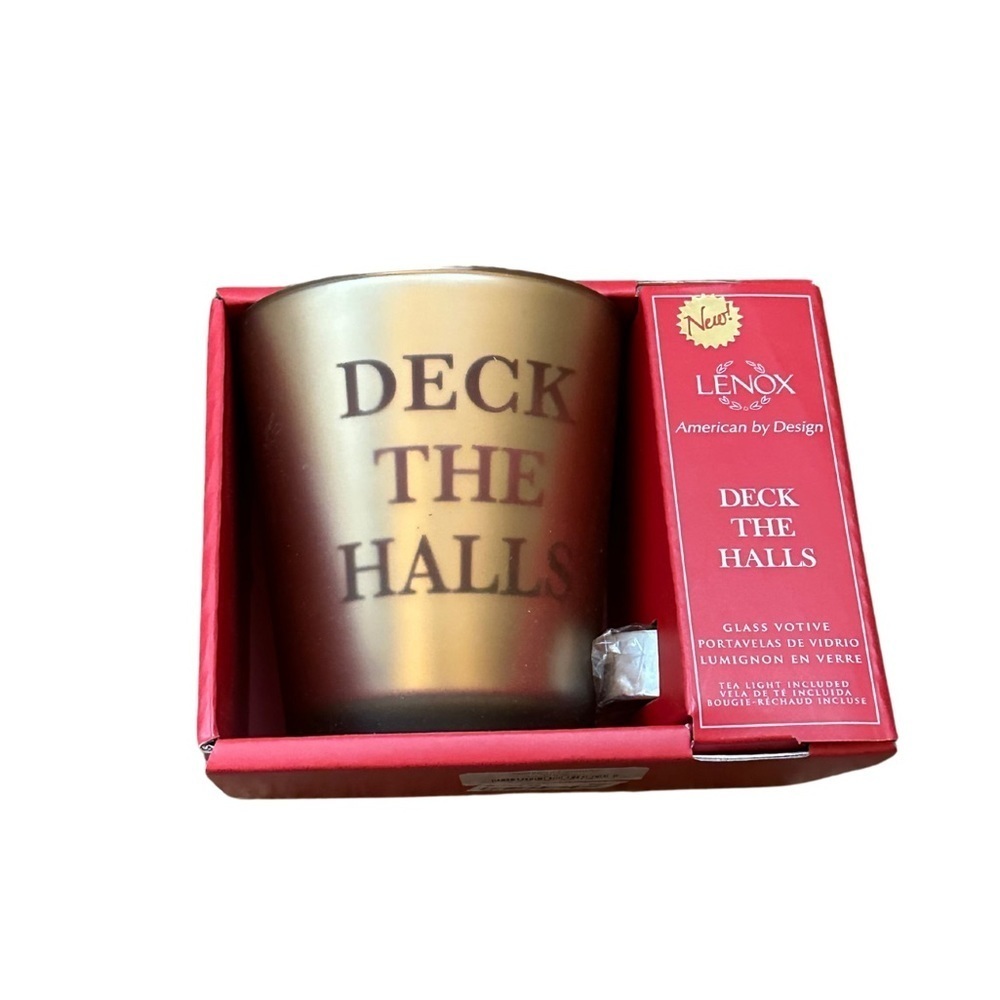 Lenox Golden Holidays Deck The Halls Votive NIB